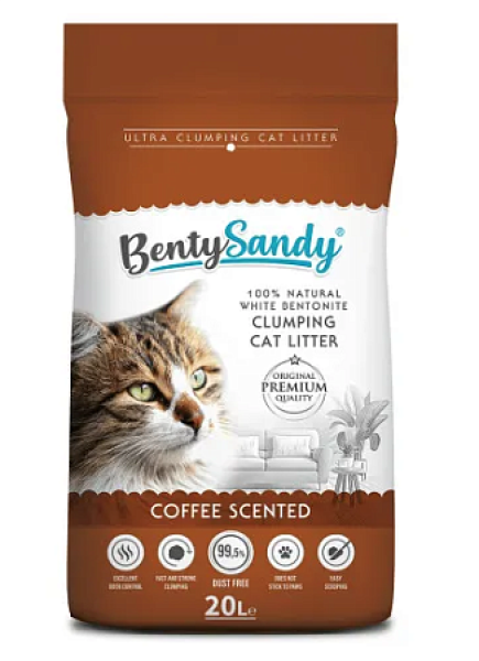 BentySandy Coffee наполнитель для кошачьего туалета комкующийся глиняный с ароматом кофе