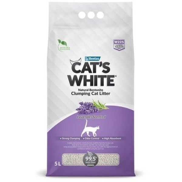 Cat's White наполнитель комкующийся с ароматом лаванды для кошачьего туалета