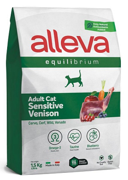 Alleva Equilibrium Adult Cat Sensitive Venison сухой корм для взрослых кошек с чувствительным пищеварением оленина