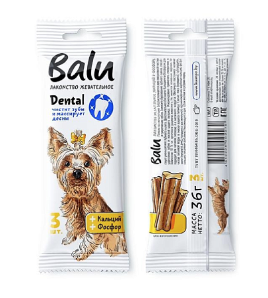 Balu жевательное лакомство для собак с кальцием, фосфором