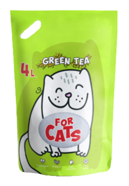 For Cats наполнитель силикагель 4 л зеленый чай
