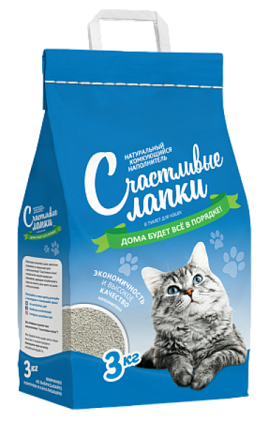 Чистые лапки комкующийся наполнитель "счастливые лапки", кипрская глина