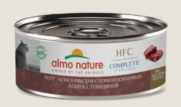 Almo Nature консервы для стерилизованных кошек с говядиной в бульоне (HFC, Complete Sterilised, Beef)