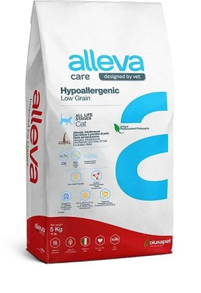 Alleva Care Cat Hypoallergenic Low Grain низкозерновой корм для взрослых кошек при аллергии