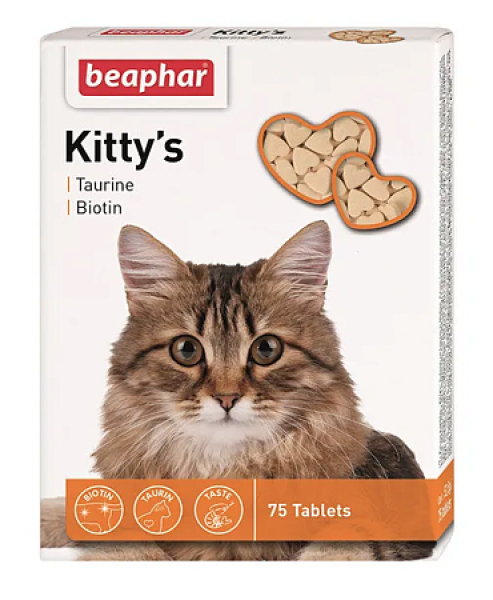 Beaphar Kittys витаминизированное лакомство-сердечки для кошек с таурином и биотином