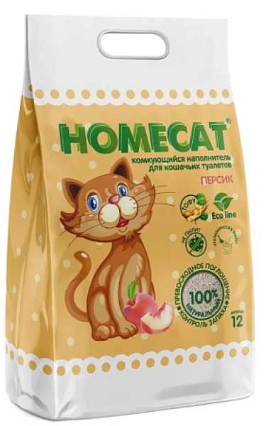 Homecat комкующийся наполнитель Эколайн Персик