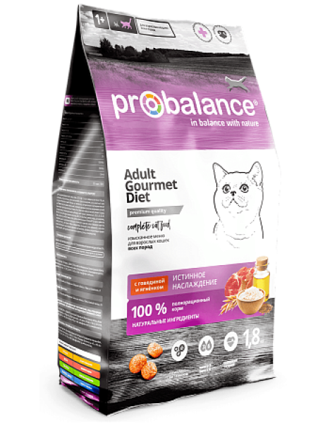 ProBalance Gourmet Diet сухой корм для кошек с говядиной и ягненком