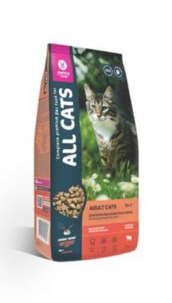 All Cats корм сухой для взрослых кошек с говядиной и овощами