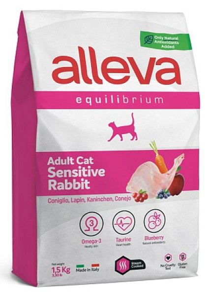 Alleva Equilibrium Adult Cat Sensitive Rabbit сухой корм для взрослых кошек с чувствительным пищеварением кролик
