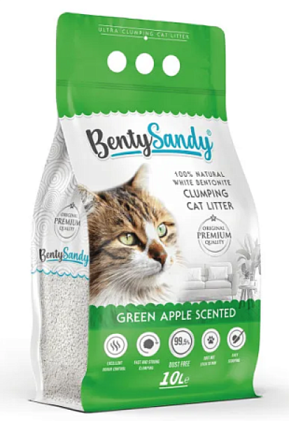 BentySandy Green Apple наполнитель для кошачьего туалета комкующийся глиняный с ароматом зеленого яблока