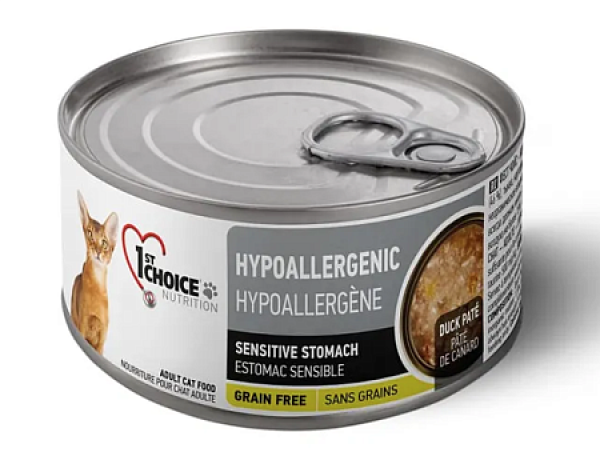 1st Choice Hypoallergenic влажный корм для взрослых кошек с аллергией с уткой, картофелем и тыквой