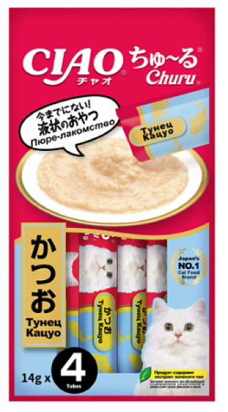 Inaba CIAO Churu Пюре-лакомство  для кошек, Тунец Кацуо
