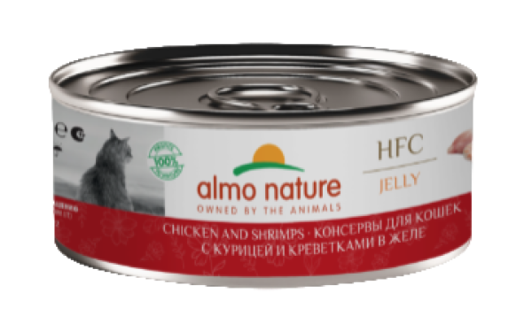 Almo Nature консервы Консервы для кошек и котят с курицей и креветками в желе (HFC, Jelly, Chicken and Shrimps)