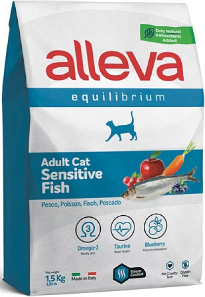 Alleva Equilibrium Adult Cat Sensitive сухой корм для взрослых кошек с чувствительным пищеварением рыба