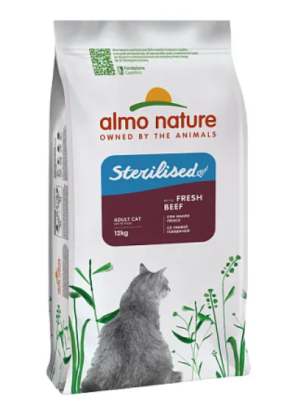 Almo Nature Sterilised Fresh Beef сухой корм для взрослых стерилизованных кошек со cвежей говядиной и коричневым рисом