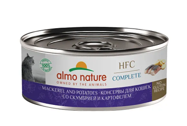Almo Nature HFC, Complete, Mackerel and Potatoes Консервы для кошек и котят со скумбрией и картофелем в бульоне
