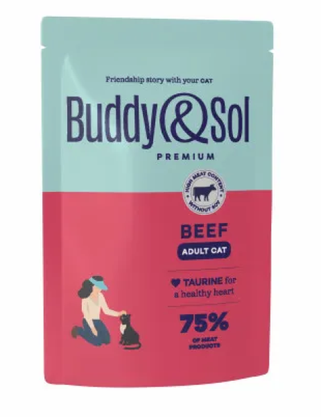 Buddy&Sol Premium Adult для взрослых кошек с телятиной в соусе