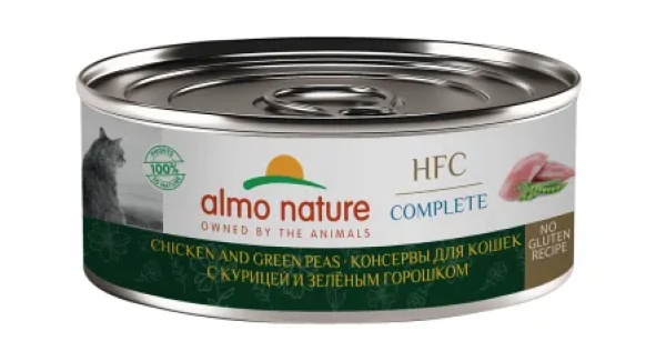Almo Nature HFC Complete Chicken and Green Peas влажный корм для взрослых кошек и котят с 3-х месяцев, с курицей и зеленым горошком