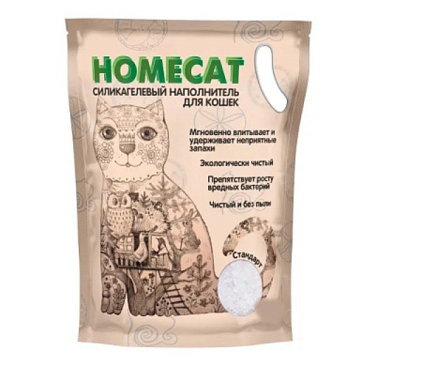 Homecat силикагелевый наполнитель без запаха для кошачьих туалетов (стандарт)