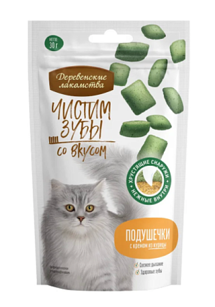 Деревенские лакомства Чистим зубы Подушечки с кремом из курицы