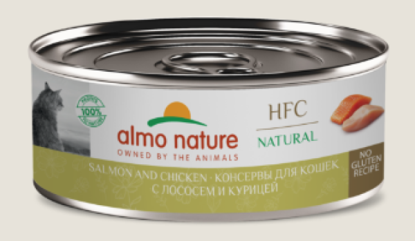 Almo Nature (HFC, Natural, Salmon and Chicken) Консервы для кошек и котят с лососем и курицей