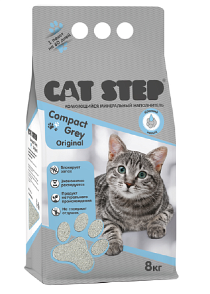 Cat Step Compact Grey Original Комкующийся минеральный наполнитель